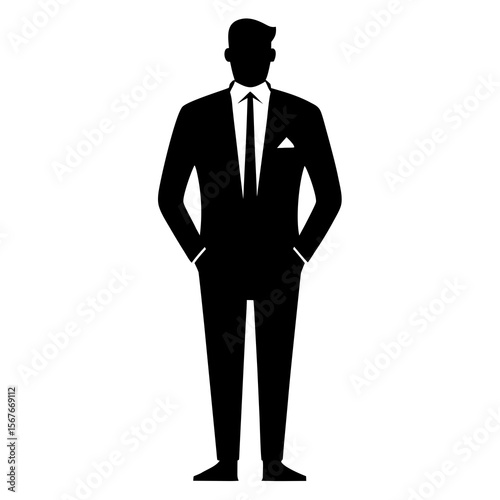 Black Suit Silhouette pocket square