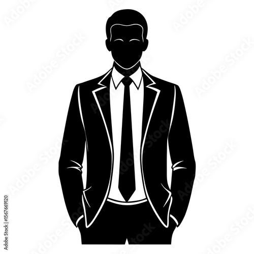 Black suit and tie silhouette formal business
