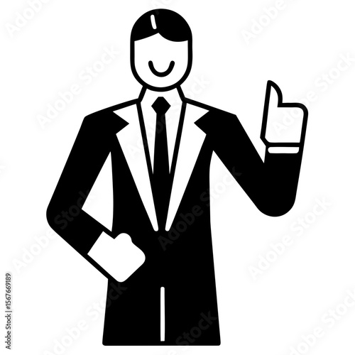 Businessman giving thumbs up suit approval