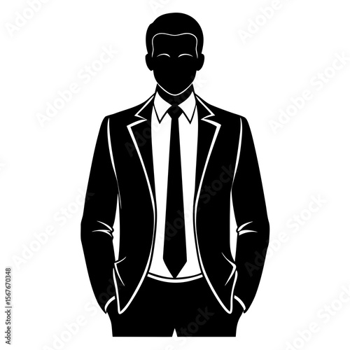 Black suit and tie silhouette formal business