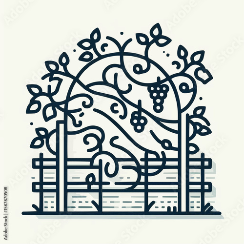 decorative grapevine trellis with intricate design for vineyard illustration concept
