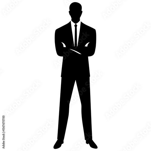 Minimalist black silhouette man formal attire white