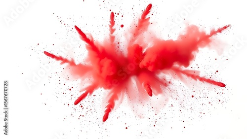 A festive explosion of red powder in mid-air against a clean white background.