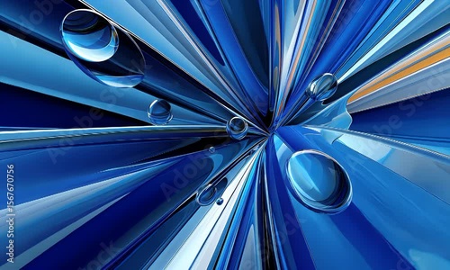 Abstract Blue Radial Burst Design with Dynamic Lines and Shapes