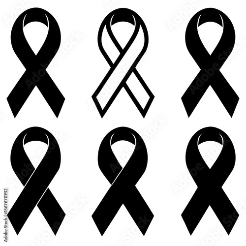 Black awareness ribbons symbol support