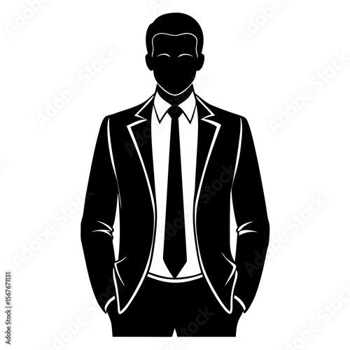 Black silhouette of a man in a suit formal wear