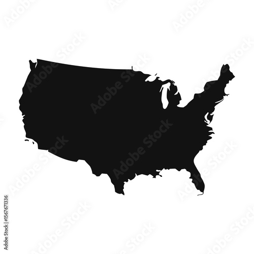 United States map silhouette black white