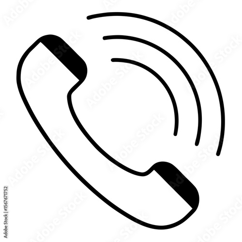 Black Phone Receiver With Sound Waves call communication