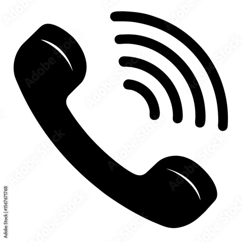 Black telephone handset with sound waves communication