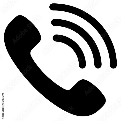 Black telephone handset with sound waves communication