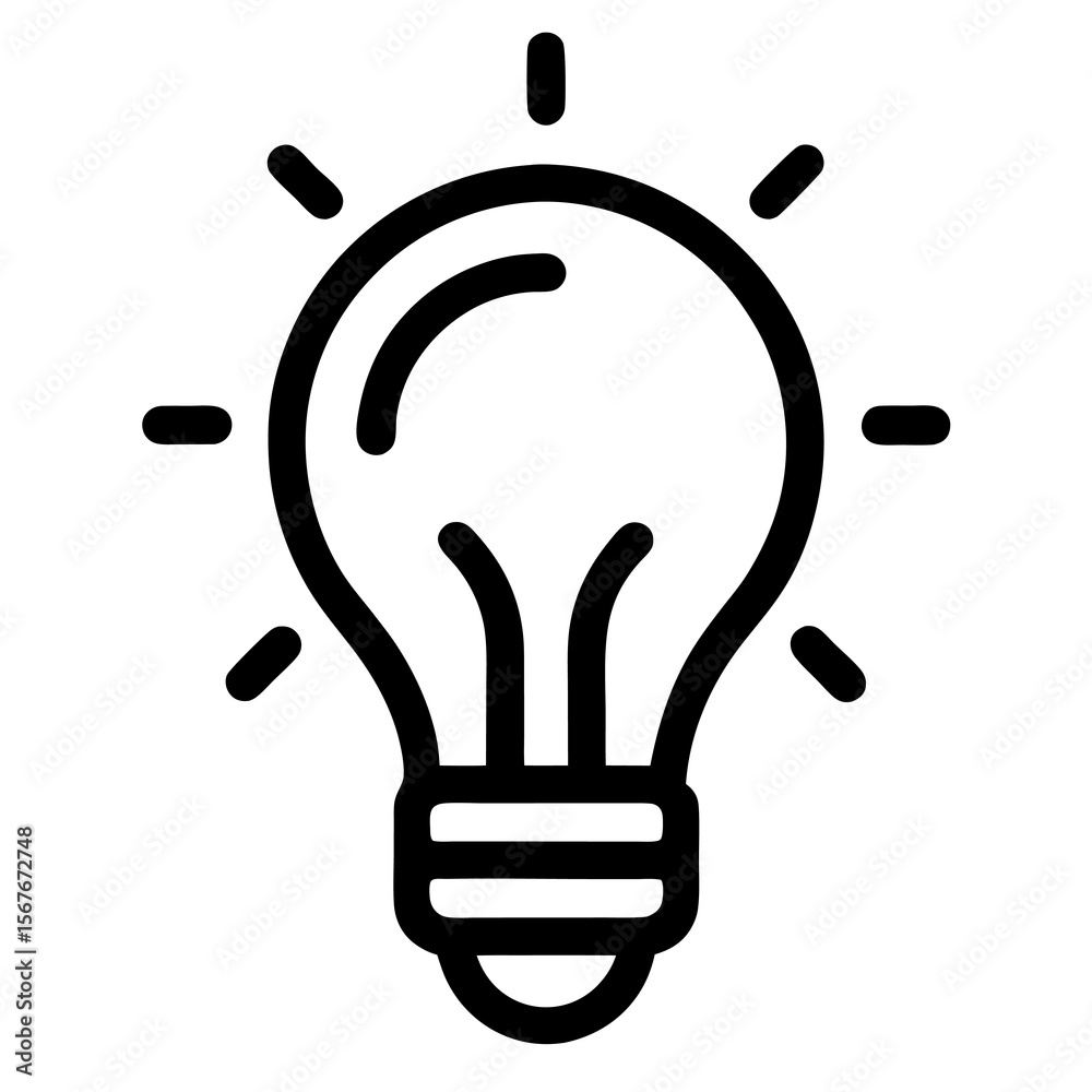 Light Bulb Outline Icon – Editable Flat Design for Creativity Concept Light Bulb Outline Icon – Editable Flat Design for Creativity Concept