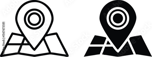 Map Location Icons Set – Black and White GPS Navigation Pointer Vector Design