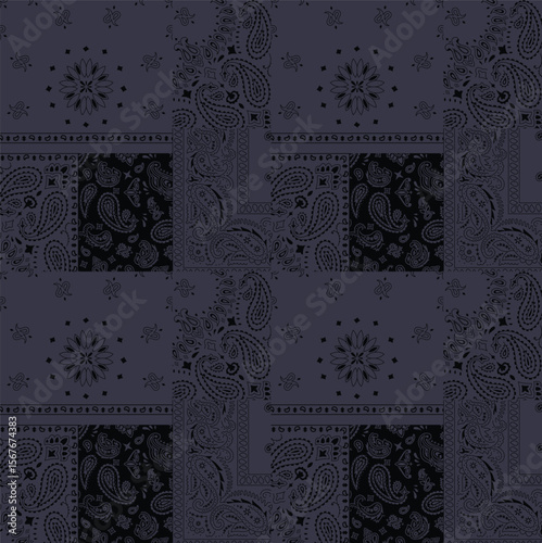 patchwork floral pattern with paisley and indian flower motifs. damask style pattern for textil and decoration