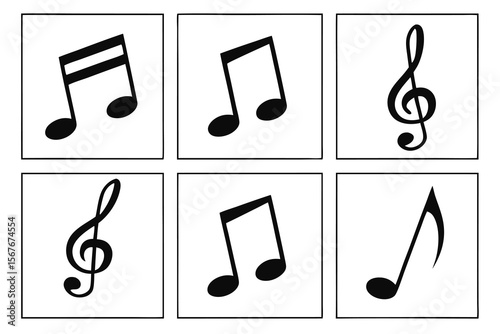 Four Musical Notes and Treble Clef