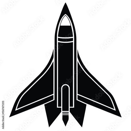Sleek black futuristic aircraft with white accents vector