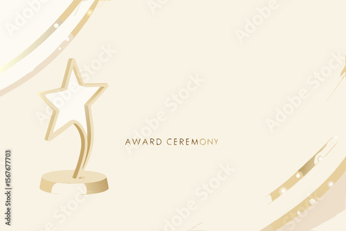 Elegant gold star trophy award ceremony background with abstract design elements