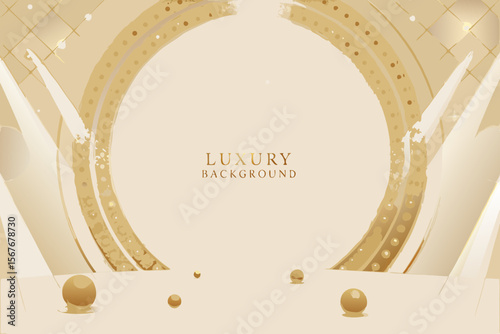 Elegant gold abstract background with sparkling lights and spheres