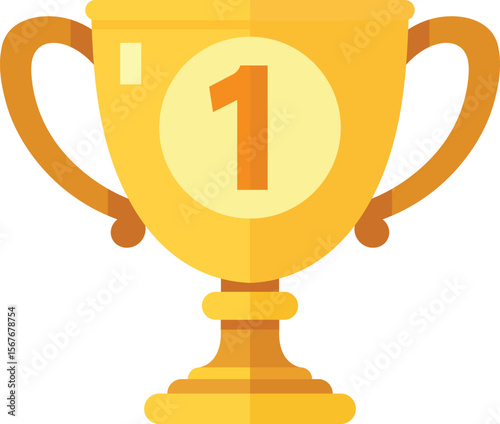 Golden trophy with number one representing award winning champion success