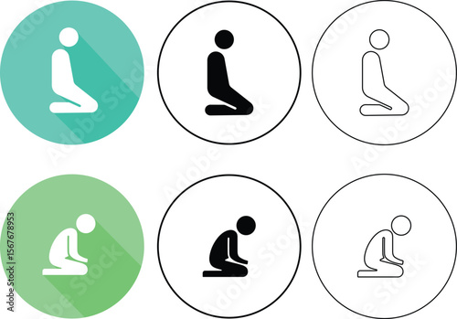 Prayer and supplication pictograms representing faith and devotion concepts