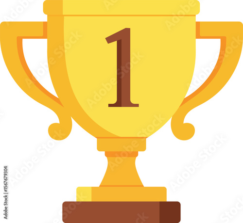 Gold trophy cup number one icon award achievement success winner symbol