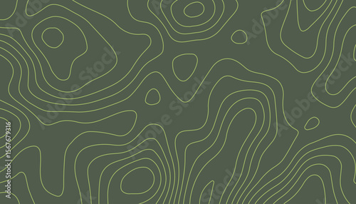 Abstract Topographic Map Background in Green Tones