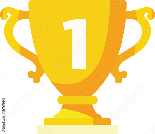 Golden trophy cup with the number one representing first place