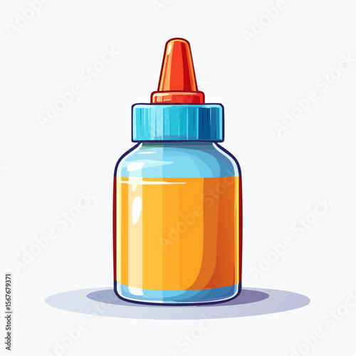 Eye Dropper Bottle: A vibrant and detailed digital illustration of a small, eye-dropper bottle, commonly used for administering liquid medications or eye drops, is set against a seamless backdrop. 