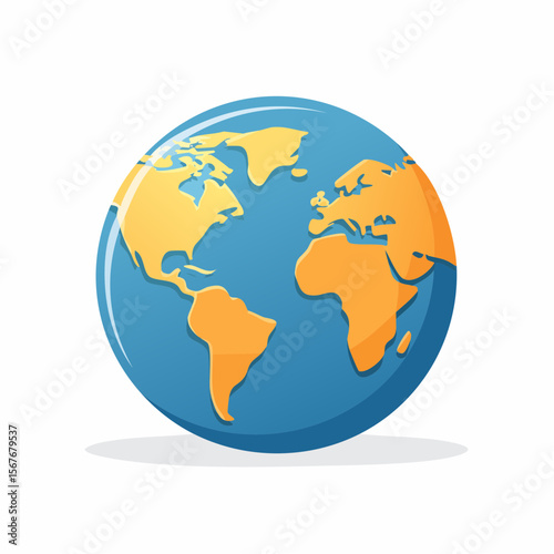 Globe Icon: The Earth is represented by a beautifully crafted, colorful globe illustration, with detailed continents, offering a visual representation of the planet and its geographical features.