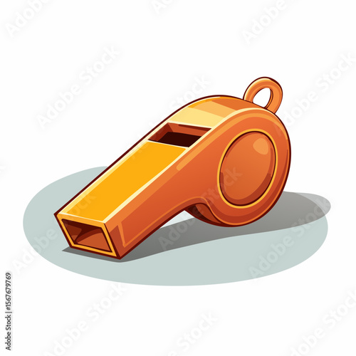 Referee's Whistle Graphic: A referee's whistle in vibrant shades of orange, depicted as a clean and crisp vector illustration, perfect for adding an authoritative touch to design projects.