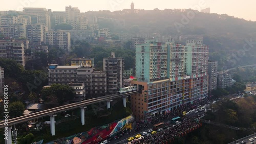 Chongqing Rail Transit Cinematic Drone Footage China  – Skyline and Downtown Attractions