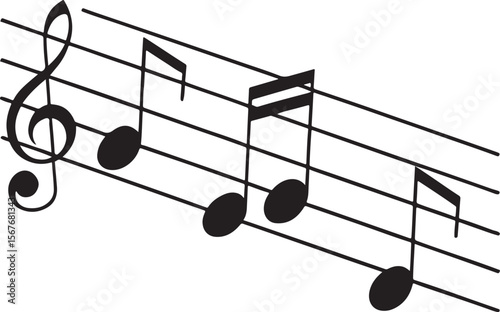 Musical notation composition with treble clef and black notes on a white background