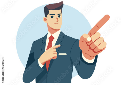 Illustration of a businessman pointing his finger forward