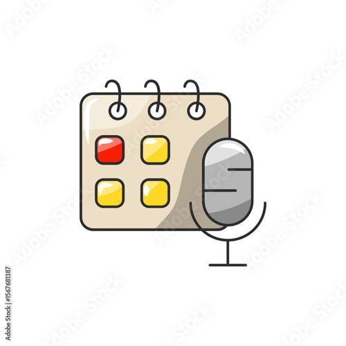 Voice Diary Icon, Microphone Calendar Symptom Logger.