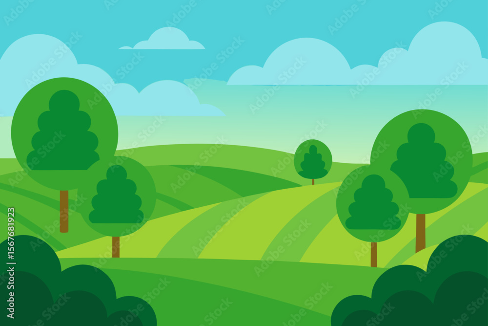Fototapeta premium summer landscape with trees
