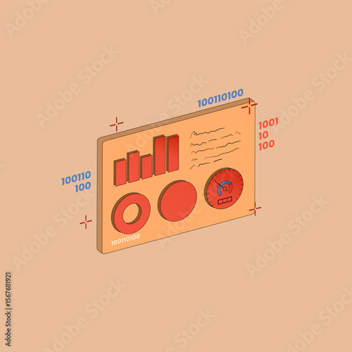 Vector illustration of Dashboard data chart, pie chart, histogram