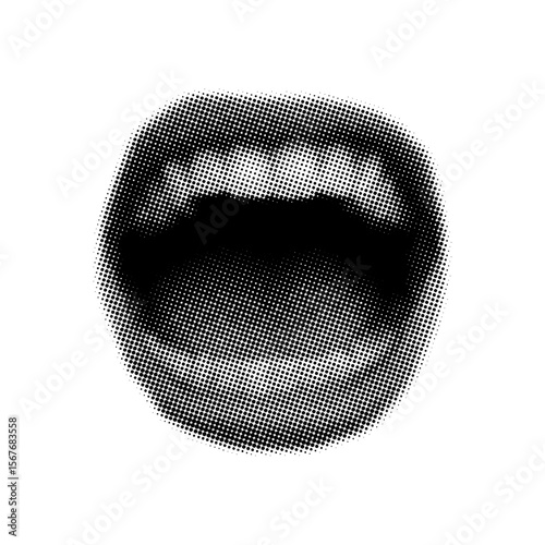 Female smiling mouth in retro halftone style