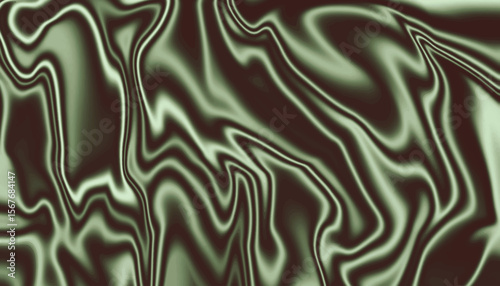 Green and Black Marble Abstract Background with Wavy Liquid Texture