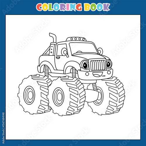 Cartoon Truck Car Illustration for Coloring Book Activities