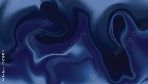 Dark Blue Liquid Marble Abstract Background with Smooth Swirls