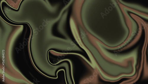 Dark Earthy Marble Swirl Abstract Background in Olive and Brown