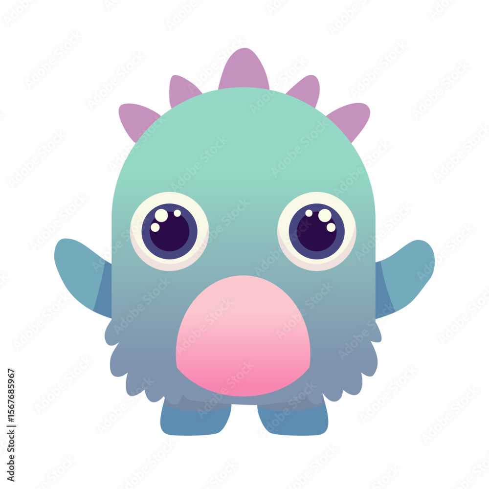 Naklejka premium cute monter in blue wants to cuddle