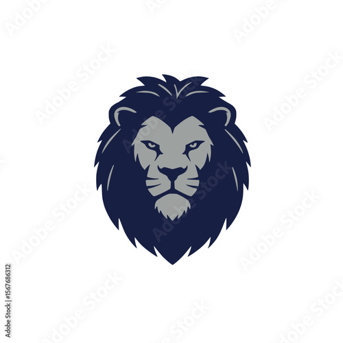 A more stylized and slightly different depiction of a lion's head with a blue mane, emphasizing power and majesty.