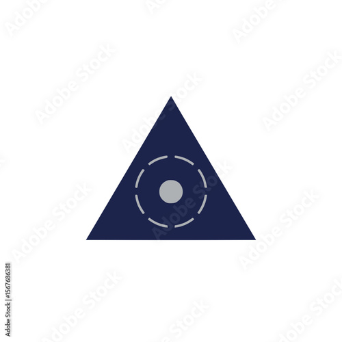 A dark blue triangle with a circular target in its center, representing focus, precision, or a strategic goal.