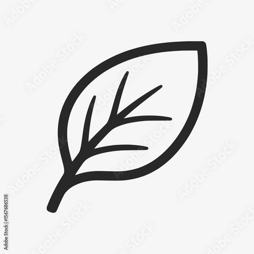 single leaf vector logo, clean black lin