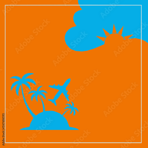 An intriguing abstract landscape featuring a mix of orange and blue shapes.