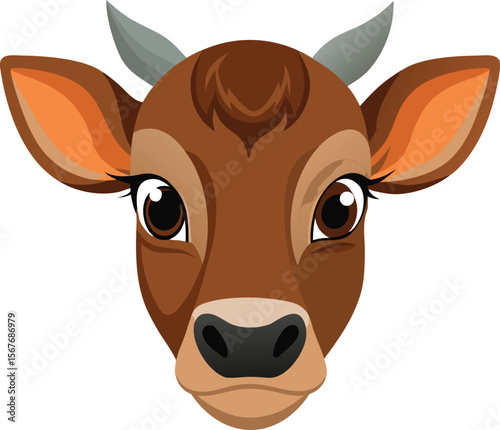 Brown Cow Face vector