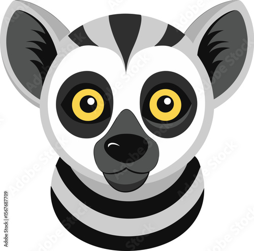 Lemur Head Vector Cartoon