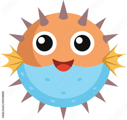 Orange Puffer Fish Vector

