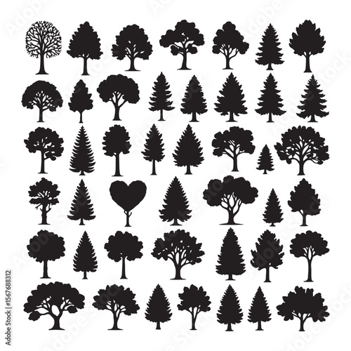 Diverse Tree Silhouettes Collection trees deciduous trees