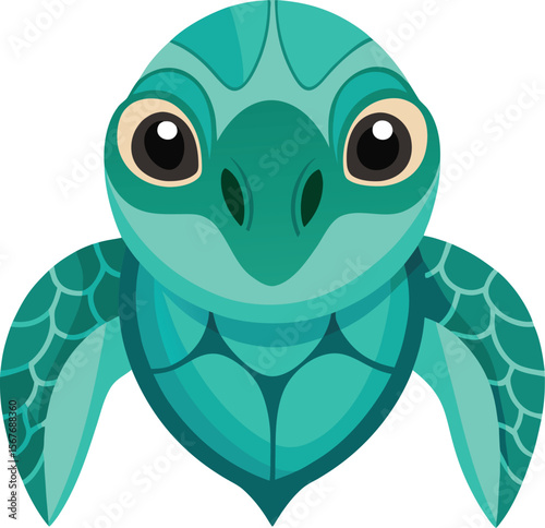 Green Sea Turtle Head Vector

